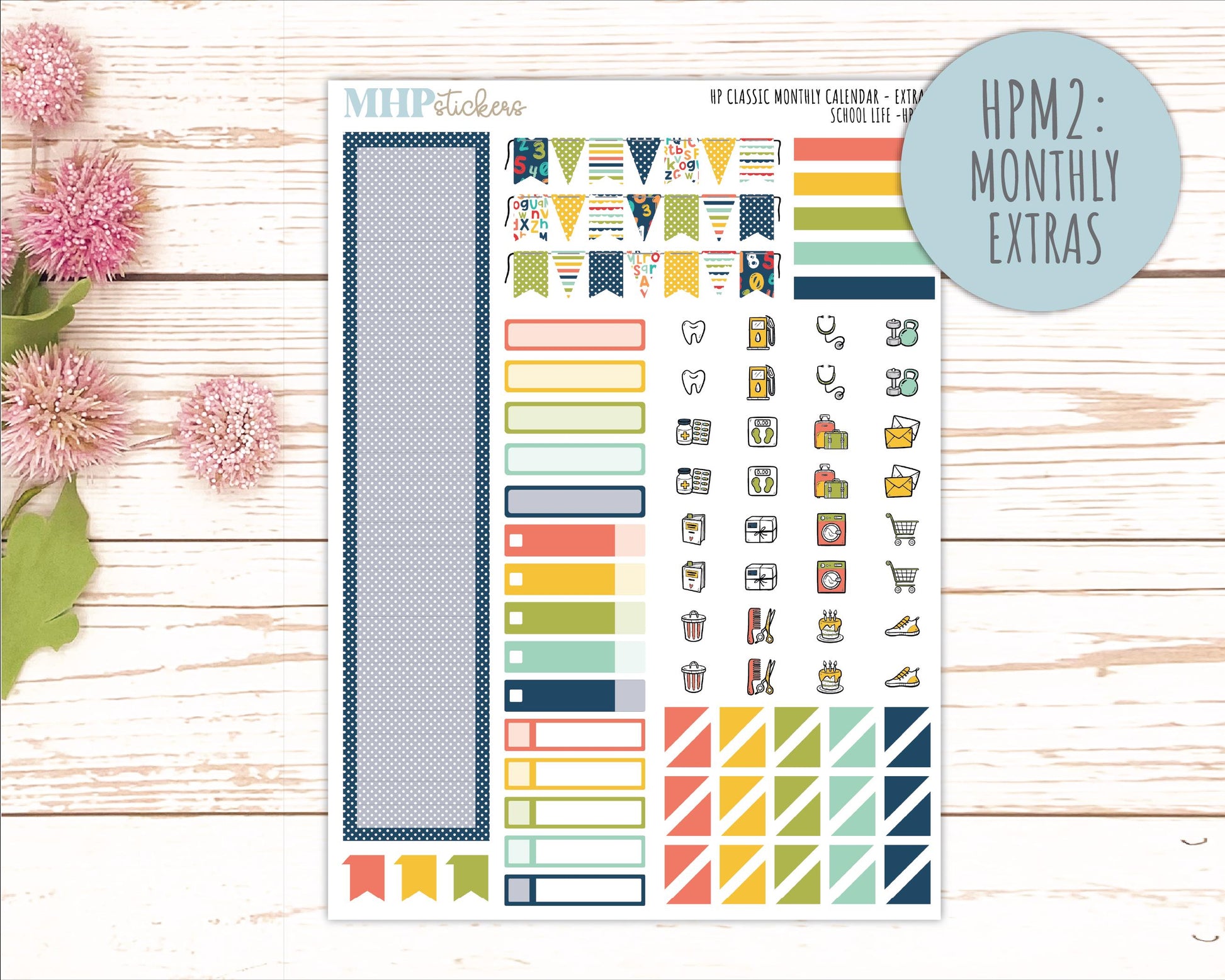AUGUST & SEPTEMBER Stickers for Happy Planner Classic Dashboard Layout. 2026 Collection. "School Life" || HPD