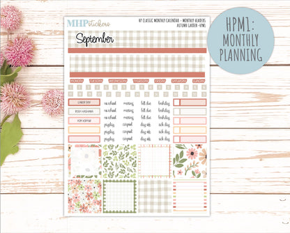 SEPTEMBER Stickers for Happy Planner Classic Vertical Layout. 2026 Collection. "Autumn Garden" || HPV