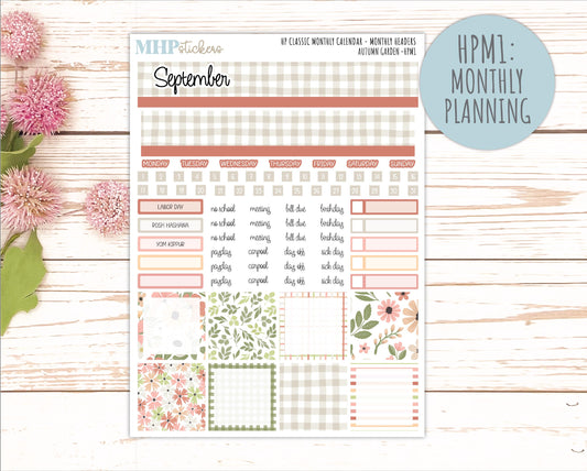SEPTEMBER Stickers for Happy Planner Classic Vertical Layout. 2026 Collection. "Autumn Garden" || HPV