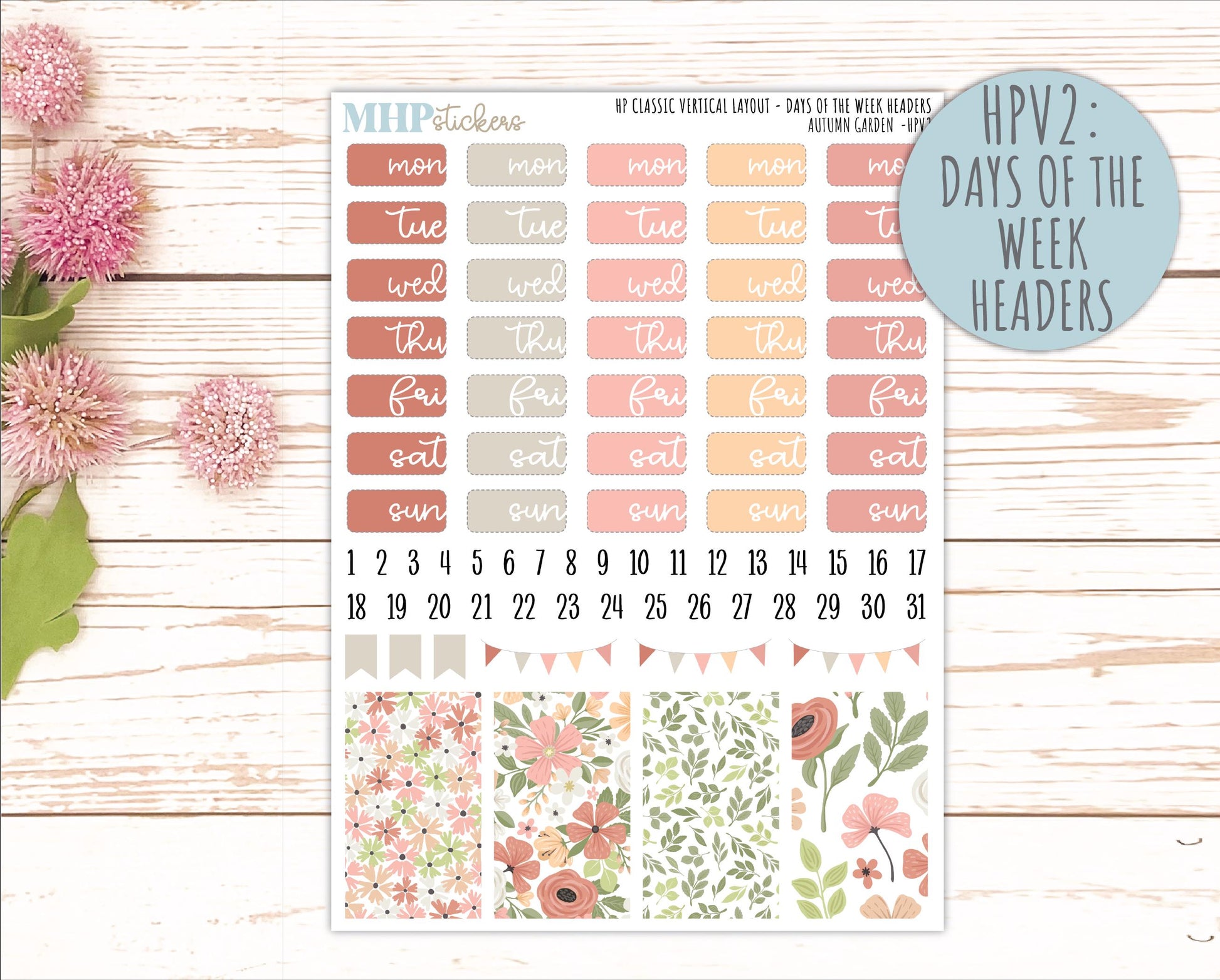SEPTEMBER Stickers for Happy Planner Classic Vertical Layout. 2026 Collection. "Autumn Garden" || HPV