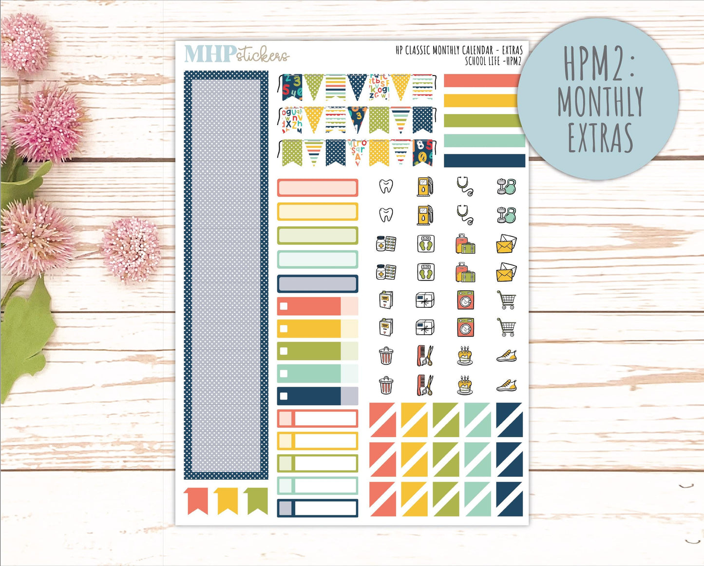 AUGUST & SEPTEMBER Stickers for Happy Planner Classic Vertical Layout. 2026 Collection. "School Life" || HPV
