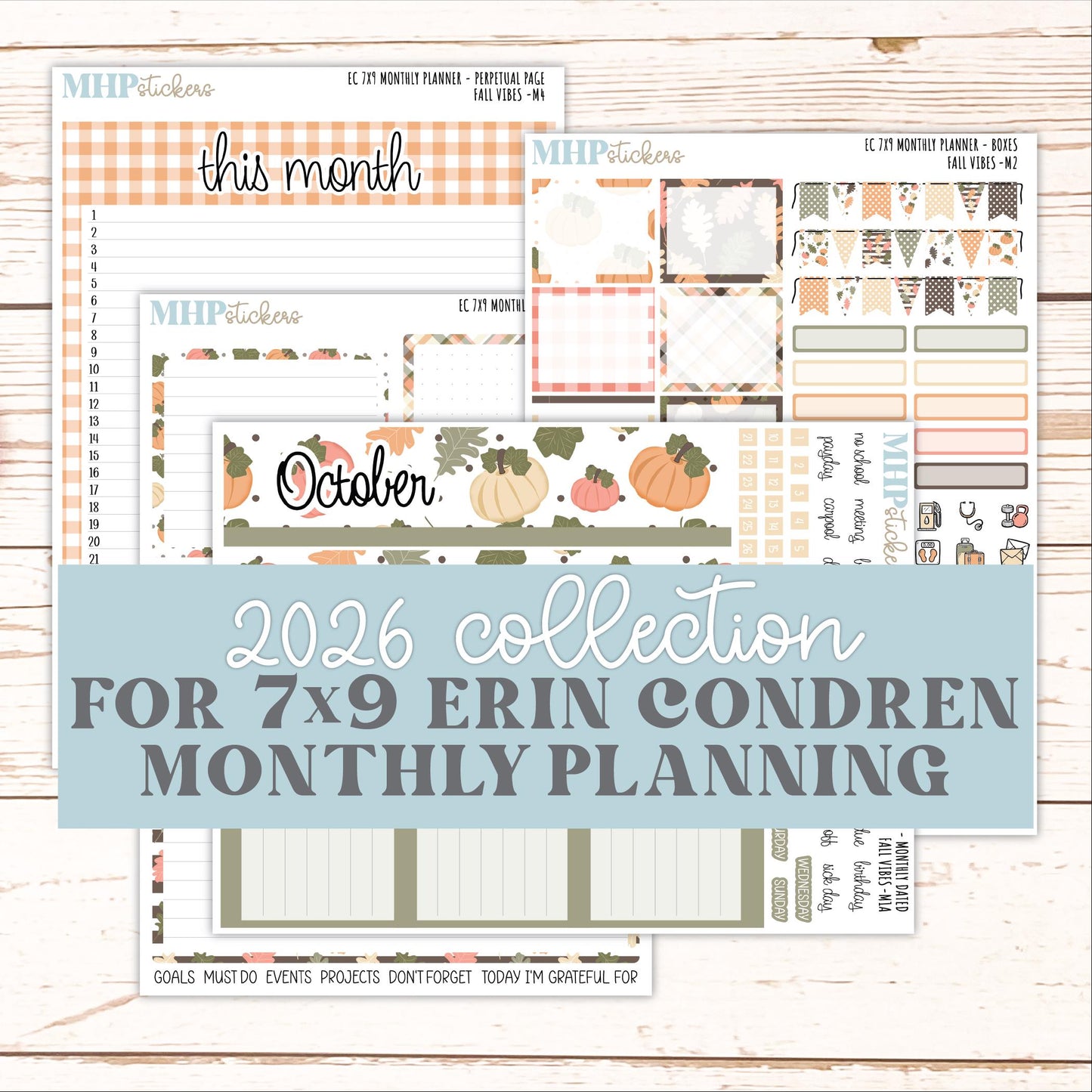 OCTOBER Monthly Kit for 7x9 Erin Condren Planners. 2026 Collection "Fall Vibes" || ECM