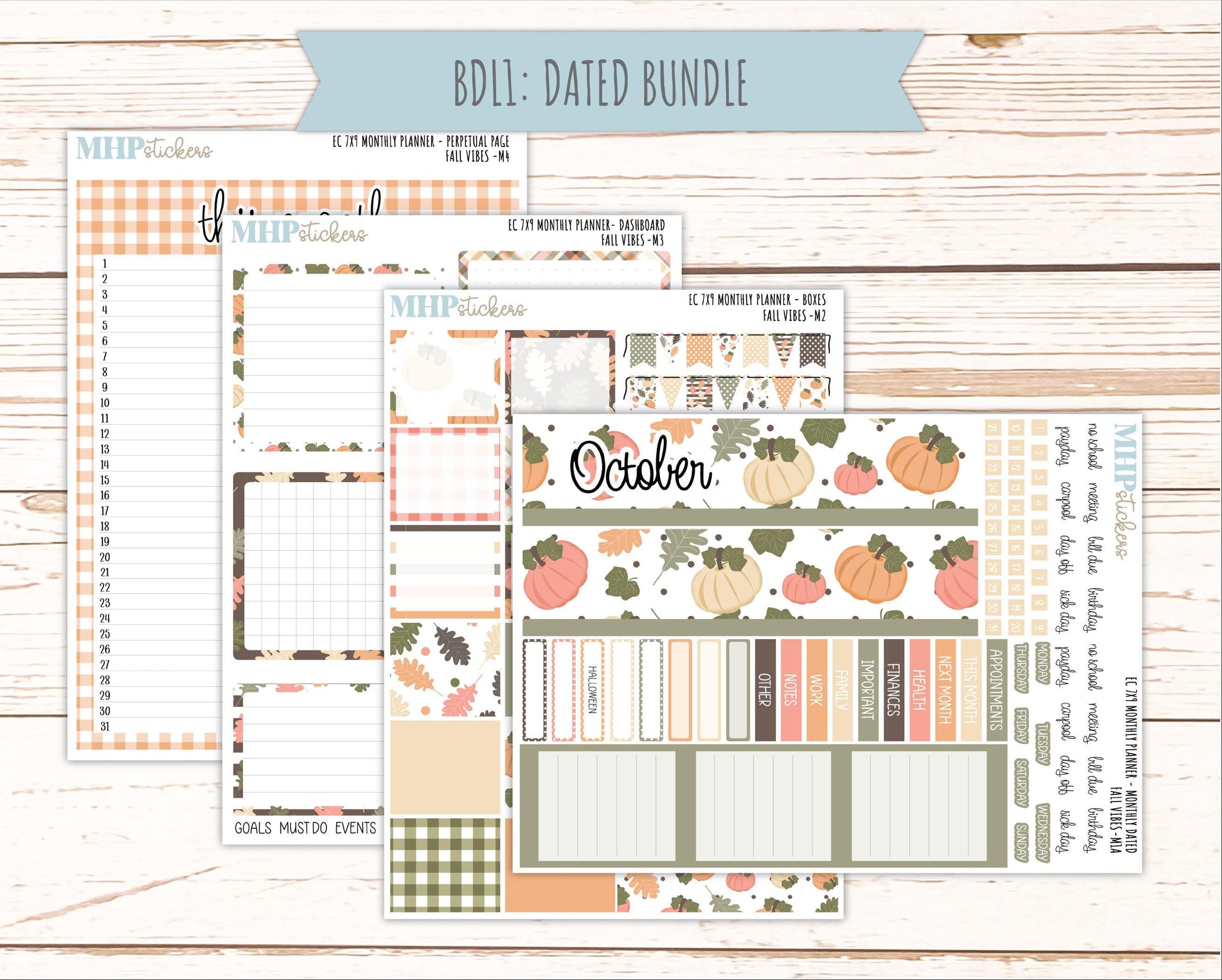 OCTOBER Monthly Kit for 7x9 Erin Condren Planners. 2026 Collection "Fall Vibes" || ECM
