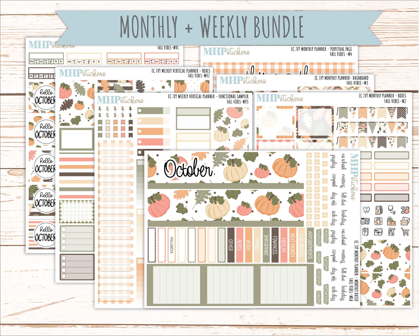OCTOBER Weekly Vertical Kits for 7x9 Erin Condren Planners. 2026 Collection "Fall Vibes" || ECWV