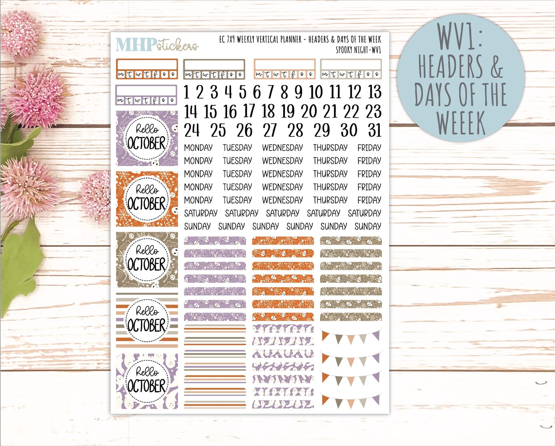 OCTOBER Weekly Vertical Kits for 7x9 Erin Condren Planners. 2026 Collection "Fall Vibes" || ECWV