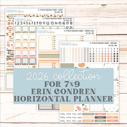 OCTOBER Weekly Horizontal Planning Kit for 7x9 Erin Condren Planners. 2026 Collection "Fall Vibes " || ECWH
