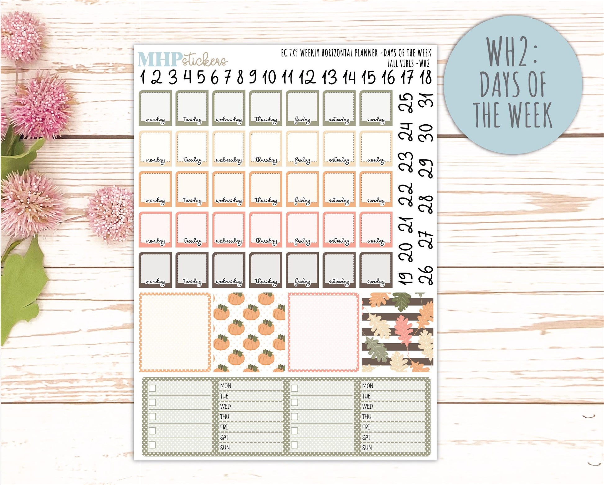 OCTOBER Weekly Horizontal Planning Kit for 7x9 Erin Condren Planners. 2026 Collection "Fall Vibes " || ECWH