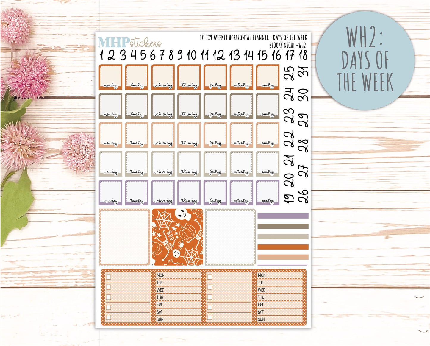 OCTOBER Weekly Horizontal Planning Kit for 7x9 Erin Condren Planners. 2026 Collection "Spooky Vibes " || ECWH
