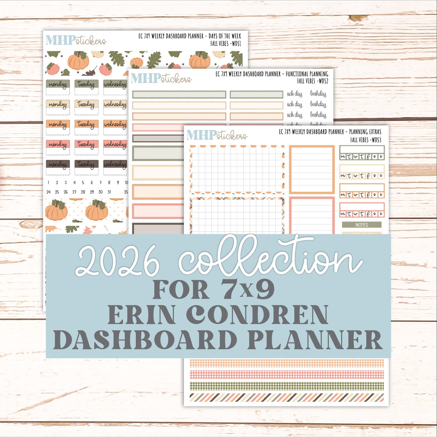 OCTOBER Weekly Dashboard Kit for 7x9 Erin Condren Planners. 2026 Collection "Fall Vibes" || ECWDS