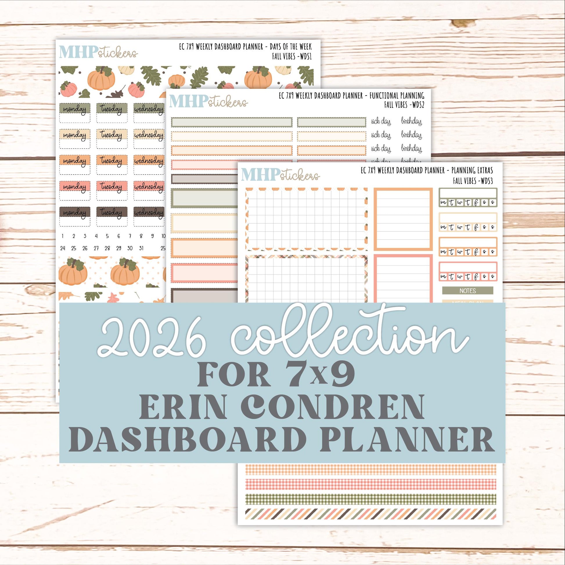 OCTOBER Weekly Dashboard Kit for 7x9 Erin Condren Planners. 2026 Collection "Fall Vibes" || ECWDS
