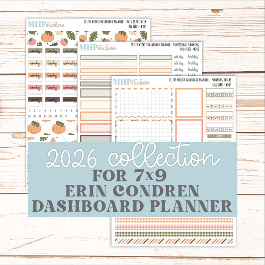 OCTOBER Weekly Dashboard Kit for 7x9 Erin Condren Planners. 2026 Collection "Fall Vibes" || ECWDS