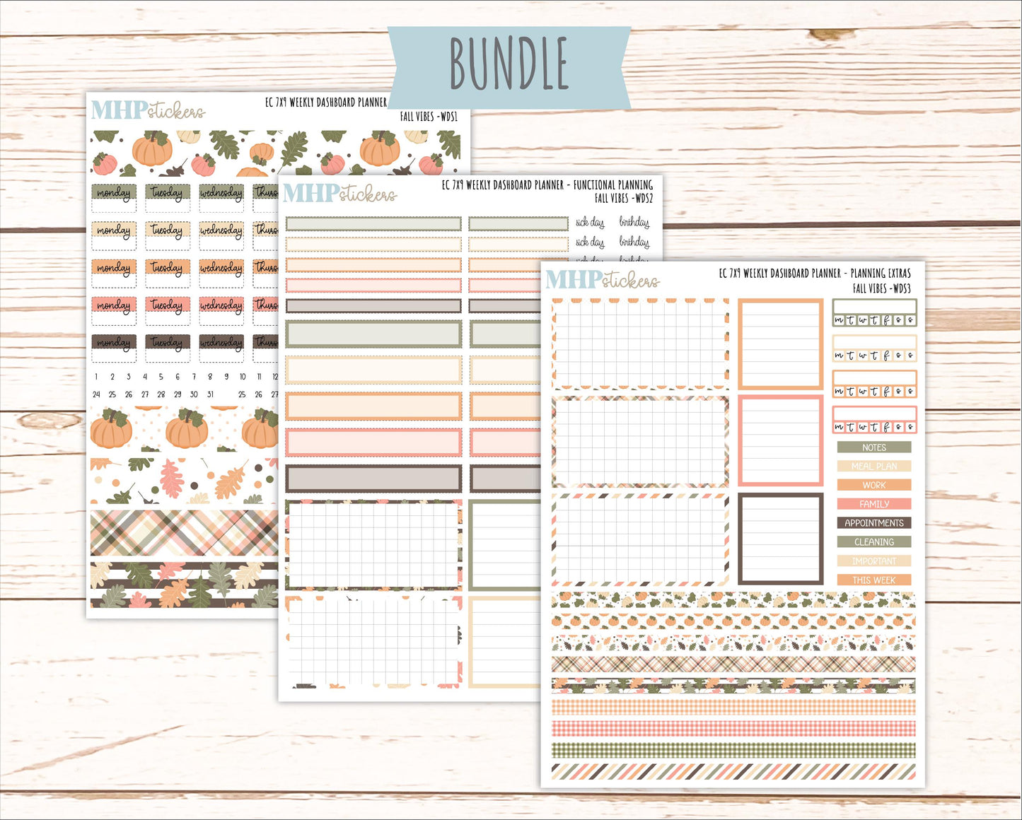 OCTOBER Weekly Dashboard Kit for 7x9 Erin Condren Planners. 2026 Collection "Fall Vibes" || ECWDS