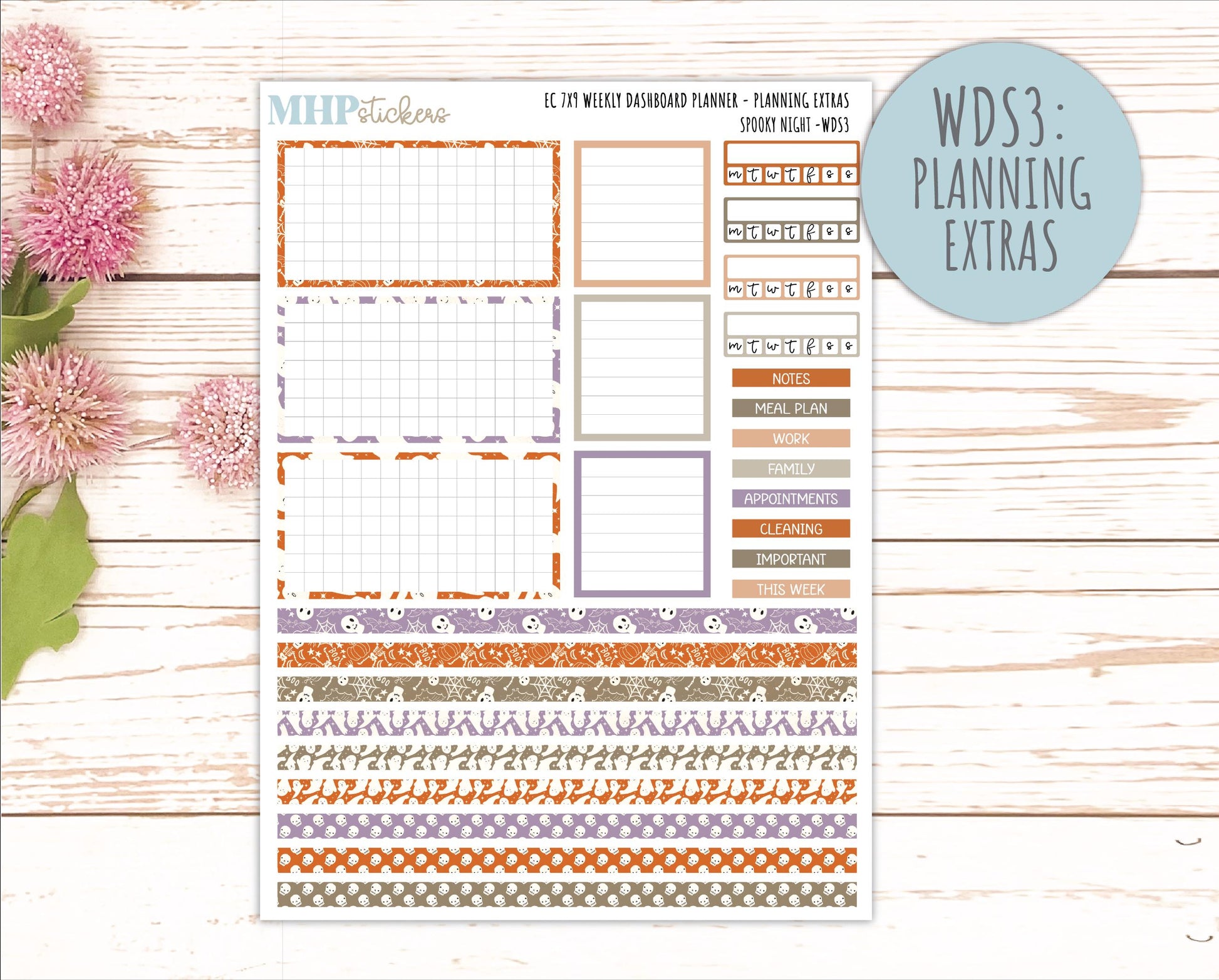 OCTOBER Weekly Dashboard Kit for 7x9 Erin Condren Planners. 2026 Collection "Spooky Night" || ECWDS