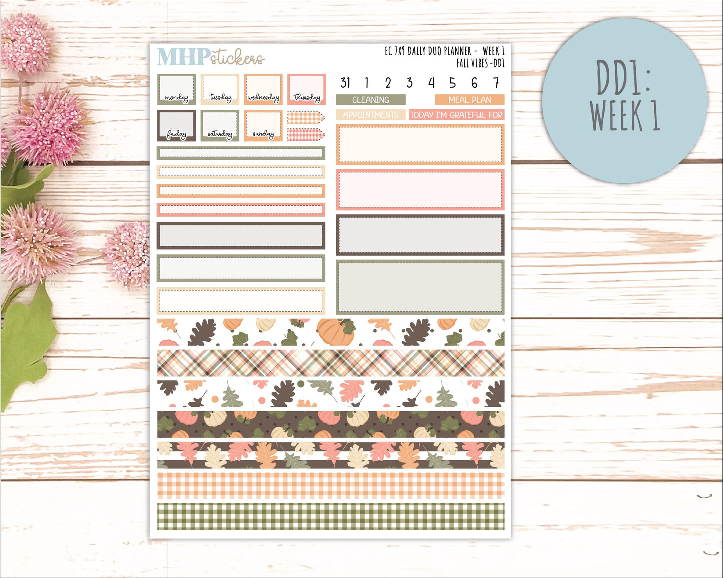 OCTOBER Daily Duo Sticker Kit for 7x9 Erin Condren Planners. 2026 Collection "Fall Vibes" || ECDD