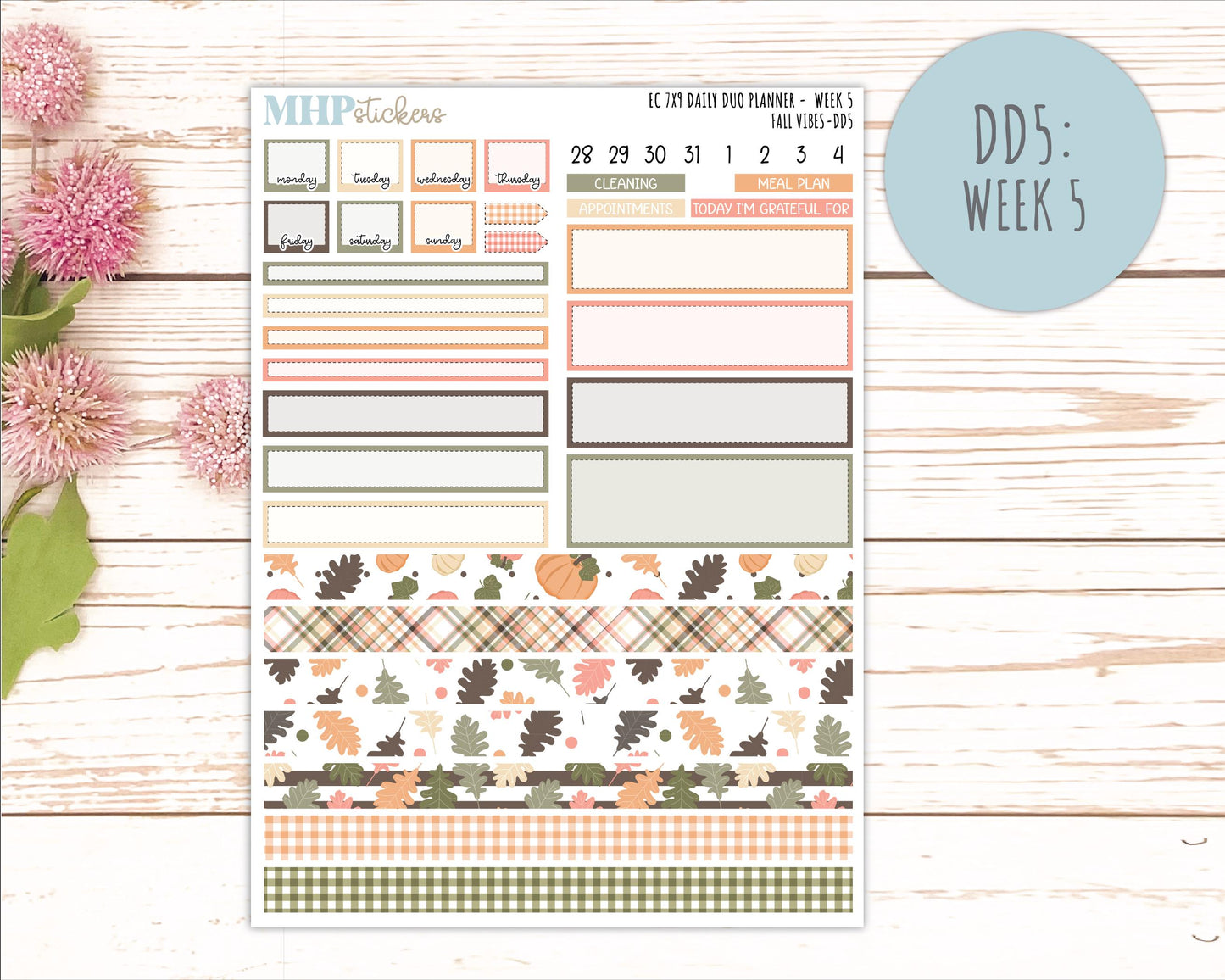 OCTOBER Daily Duo Sticker Kit for 7x9 Erin Condren Planners. 2026 Collection "Fall Vibes" || ECDD
