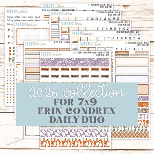 OCTOBER Daily Duo Sticker Kit for 7x9 Erin Condren Planners. 2026 Collection "Spooky Night" || ECDD