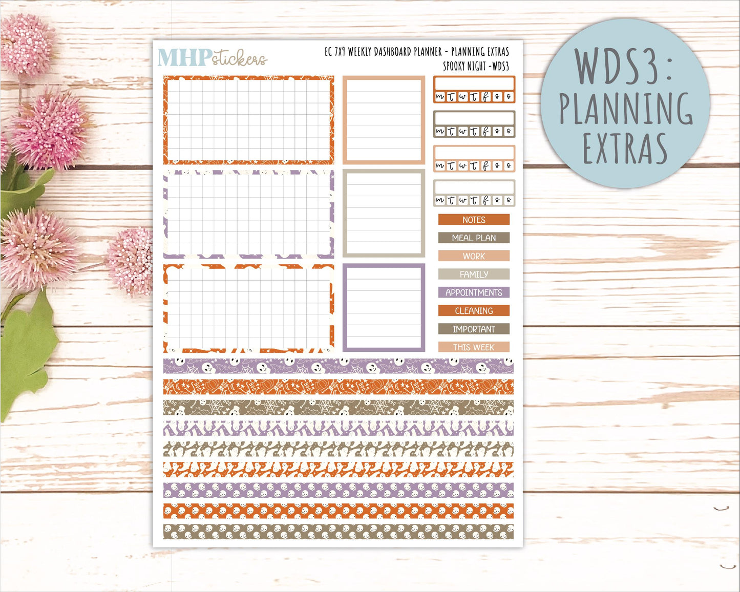 OCTOBER Daily Duo Sticker Kit for 7x9 Erin Condren Planners. 2026 Collection "Spooky Night" || ECDD