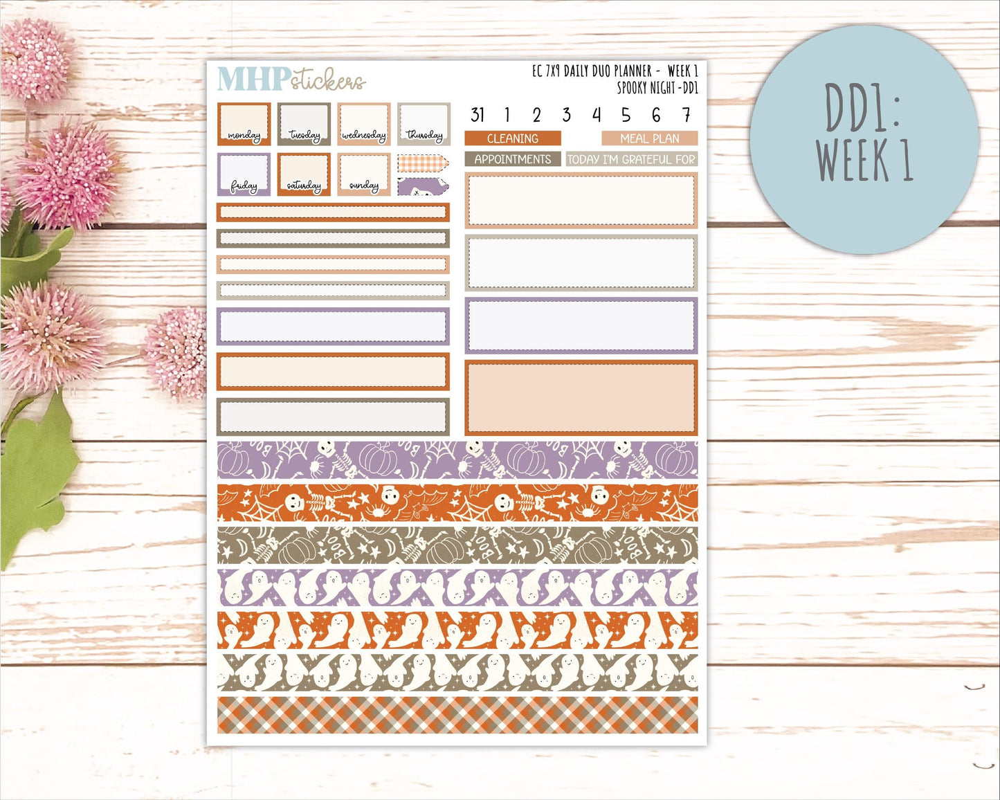 OCTOBER Daily Duo Sticker Kit for 7x9 Erin Condren Planners. 2026 Collection "Spooky Night" || ECDD