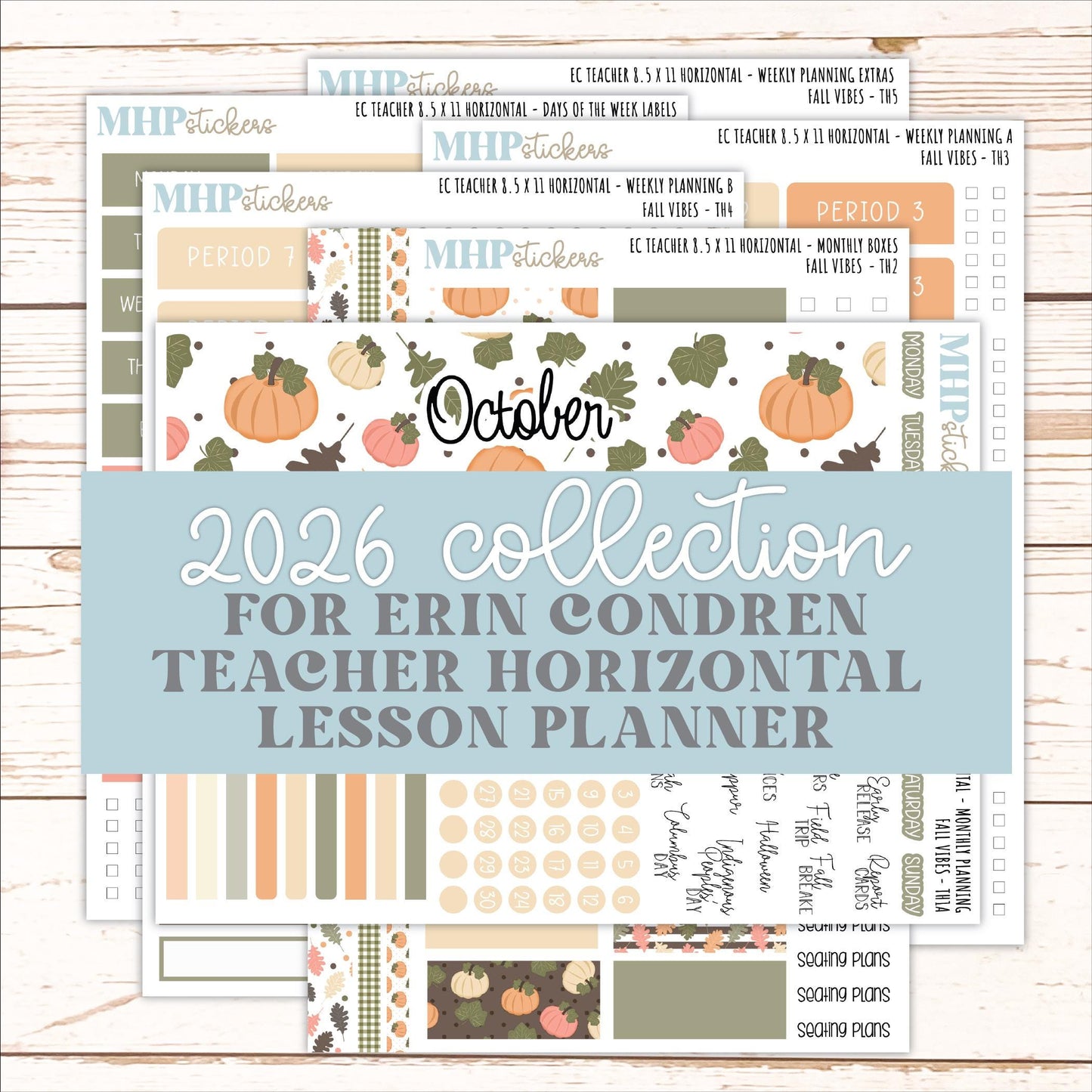 OCTOBER Stickers for EC Teacher Lesson Planner - Horizontal Layout. 2026 Collection "Fall Vibes" || ECTH