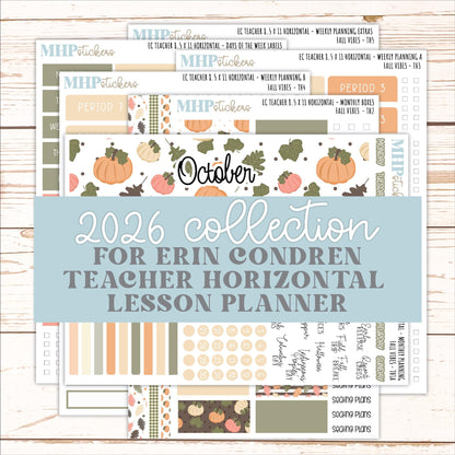 OCTOBER Stickers for EC Teacher Lesson Planner - Horizontal Layout. 2026 Collection "Fall Vibes" || ECTH
