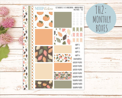 OCTOBER Stickers for EC Teacher Lesson Planner - Horizontal Layout. 2026 Collection "Fall Vibes" || ECTH