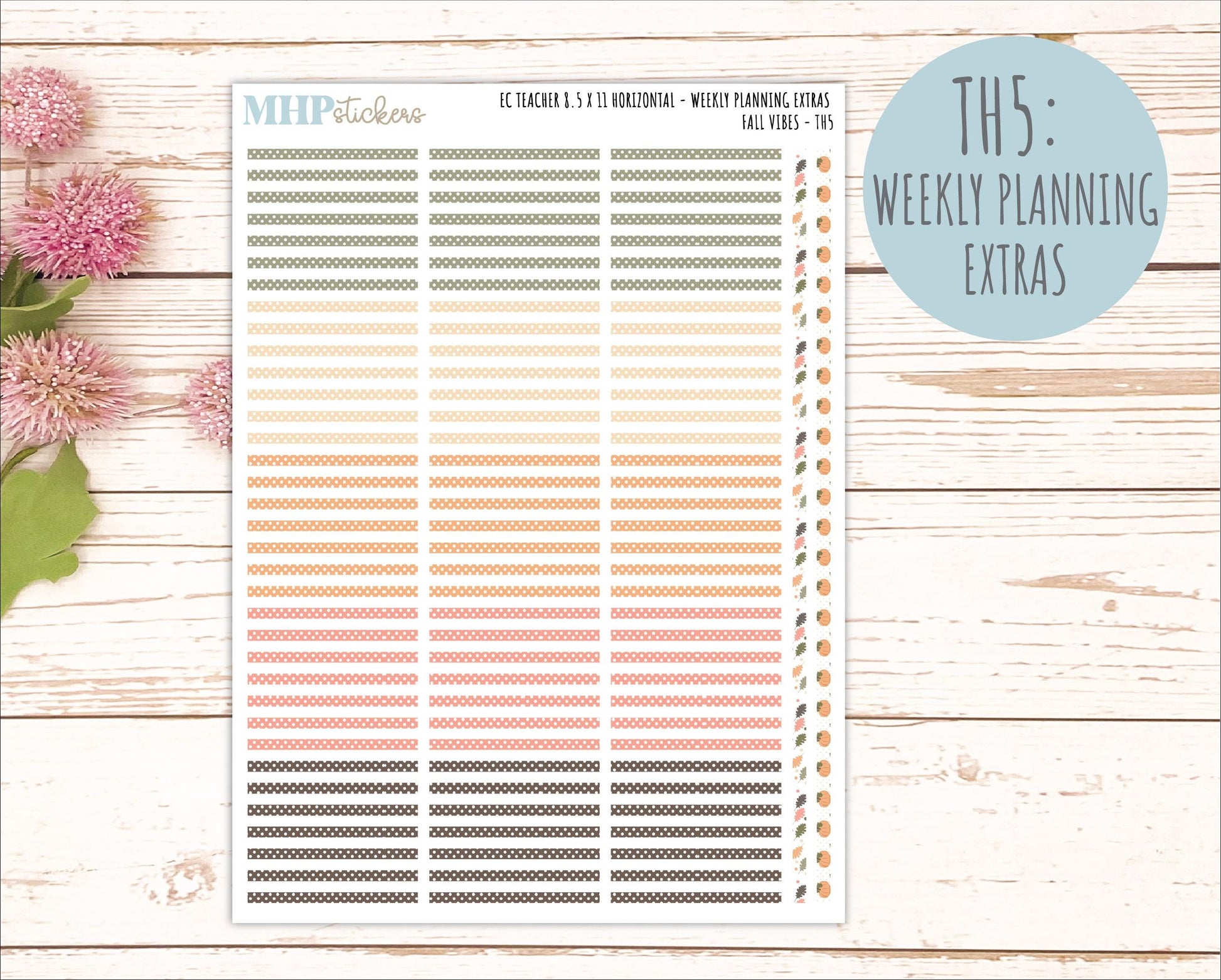 OCTOBER Stickers for EC Teacher Lesson Planner - Horizontal Layout. 2026 Collection "Fall Vibes" || ECTH