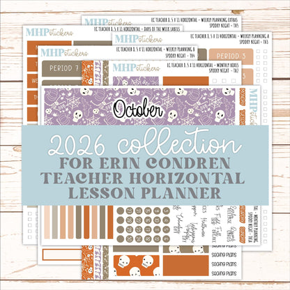 OCTOBER Stickers for EC Teacher Lesson Planner - Horizontal Layout. 2026 Collection "Spooky Night" || ECTH