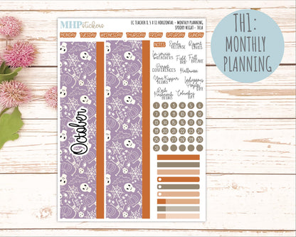 OCTOBER Stickers for EC Teacher Lesson Planner - Horizontal Layout. 2026 Collection "Spooky Night" || ECTH