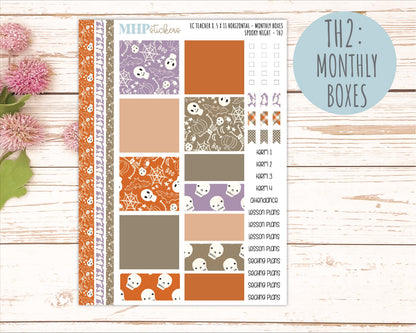 OCTOBER Stickers for EC Teacher Lesson Planner - Horizontal Layout. 2026 Collection "Spooky Night" || ECTH