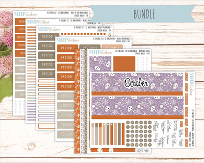 OCTOBER Stickers for EC Teacher Lesson Planner - Horizontal Layout. 2026 Collection "Spooky Night" || ECTH