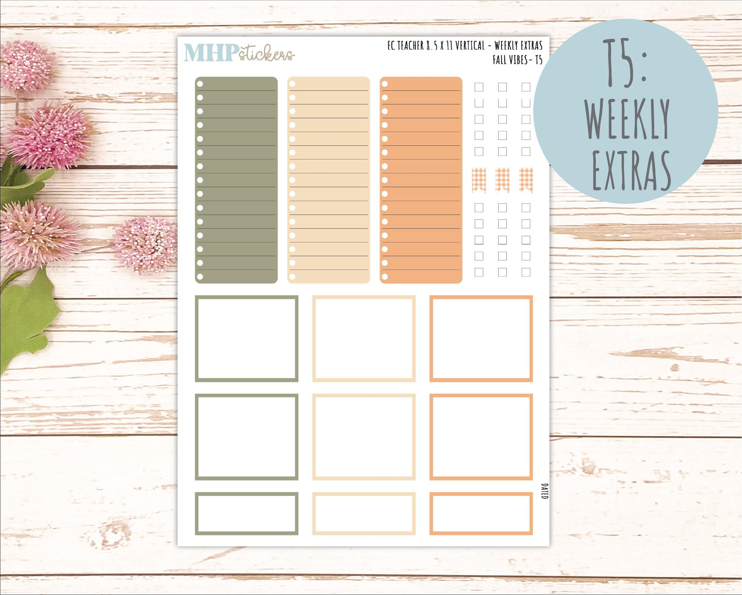 OCTOBER Stickers for EC Teacher Lesson Planner - Vertical Layout. 2026 Collection "Fall Vibes" || ECTV