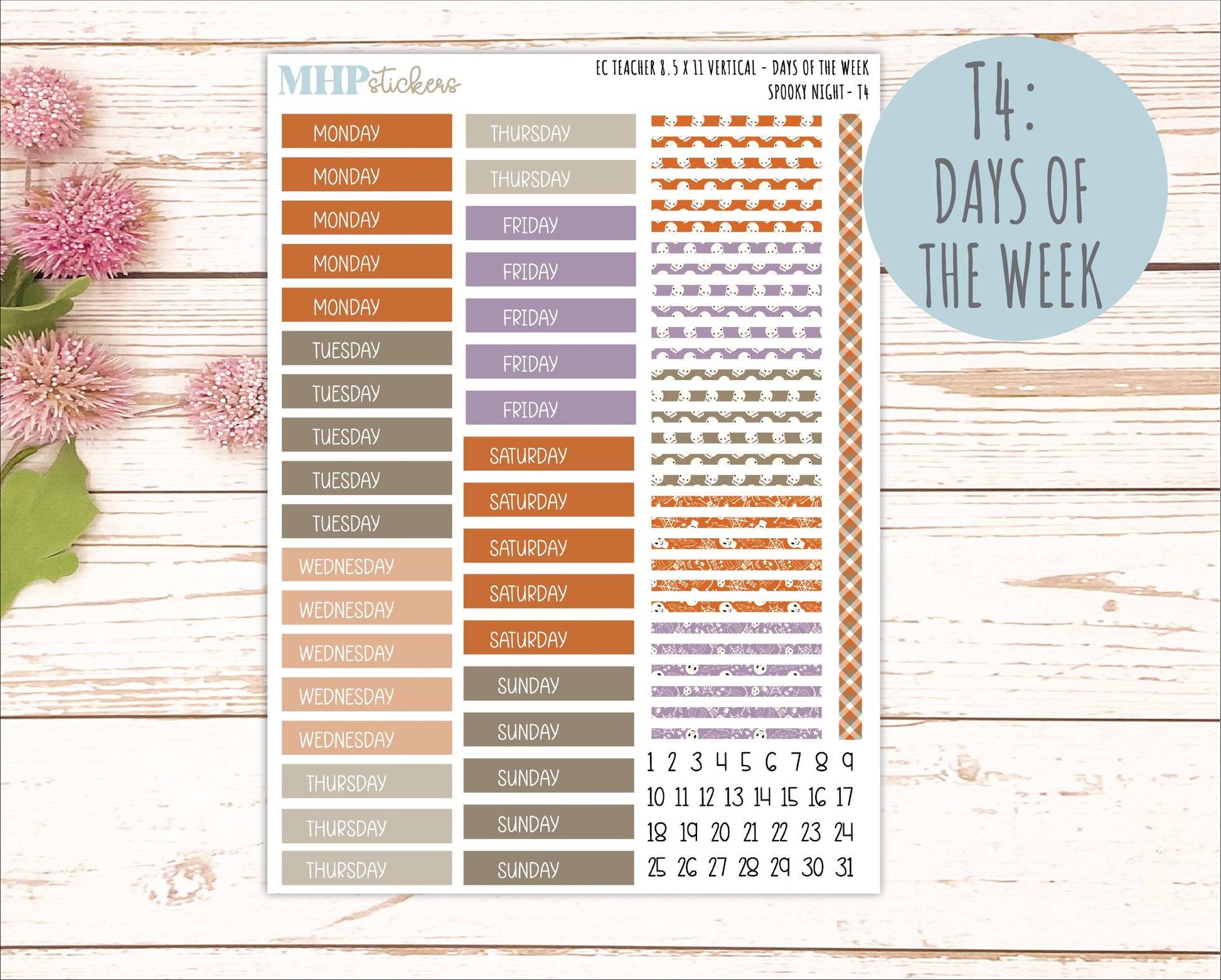 OCTOBER Stickers for EC Teacher Lesson Planner - Vertical Layout. 2026 Collection "Spooky Night" || ECTV