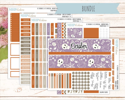 OCTOBER Stickers for EC Teacher Lesson Planner - Vertical Layout. 2026 Collection "Spooky Night" || ECTV