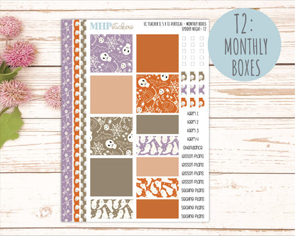 OCTOBER Stickers for EC Teacher Lesson Planner - Vertical Layout. 2026 Collection "Spooky Night" || ECTV