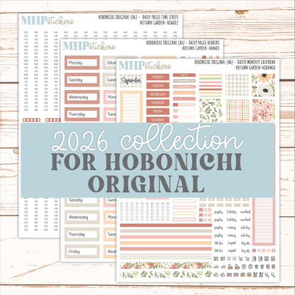 SEPTEMBER 2026 Stickers for Hobonichi Techo Original. A6 Planners "Autumn Garden" || HO