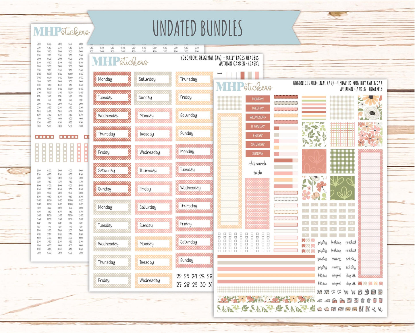 SEPTEMBER 2026 Stickers for Hobonichi Techo Original. A6 Planners "Autumn Garden" || HO