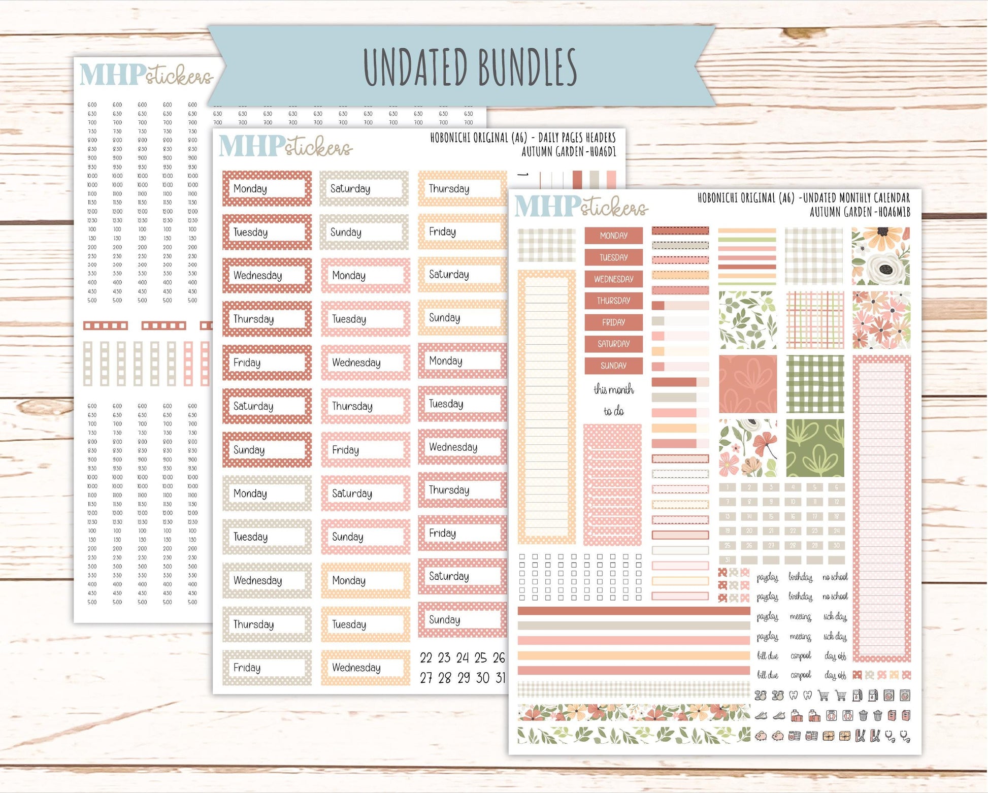 SEPTEMBER 2026 Stickers for Hobonichi Techo Original. A6 Planners "Autumn Garden" || HO