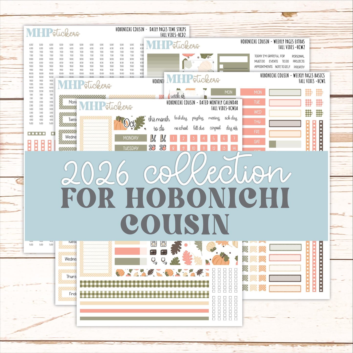 OCTOBER 2026 Stickers for Hobonichi Cousin. A5 Planners "Fall Vibes" || HC