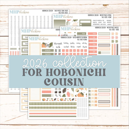 OCTOBER 2026 Stickers for Hobonichi Cousin. A5 Planners "Fall Vibes" || HC