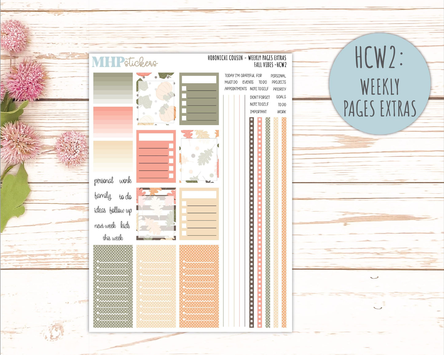OCTOBER 2026 Stickers for Hobonichi Cousin. A5 Planners "Fall Vibes" || HC
