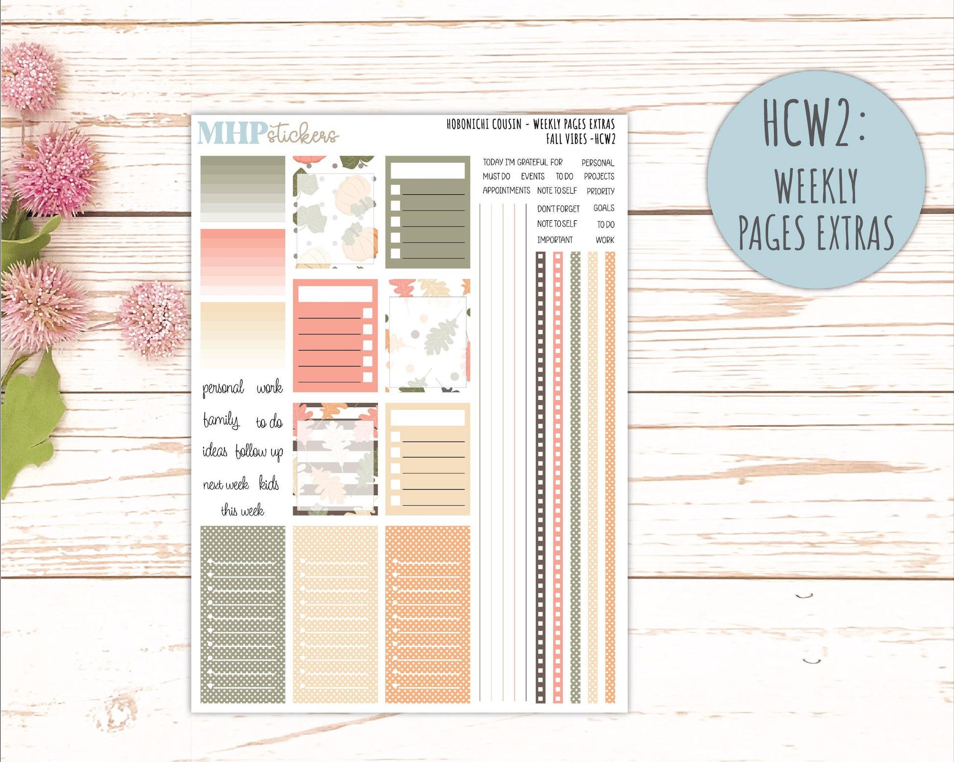 OCTOBER 2026 Stickers for Hobonichi Cousin. A5 Planners "Fall Vibes" || HC