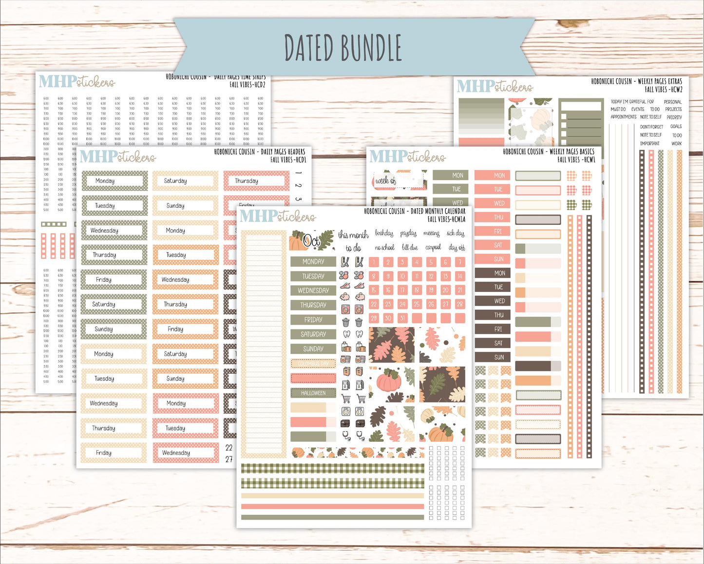 OCTOBER 2026 Stickers for Hobonichi Cousin. A5 Planners "Fall Vibes" || HC