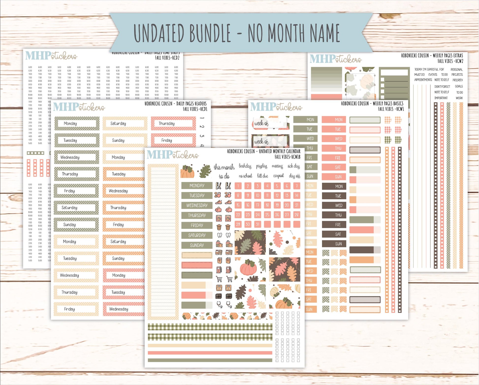 OCTOBER 2026 Stickers for Hobonichi Cousin. A5 Planners "Fall Vibes" || HC