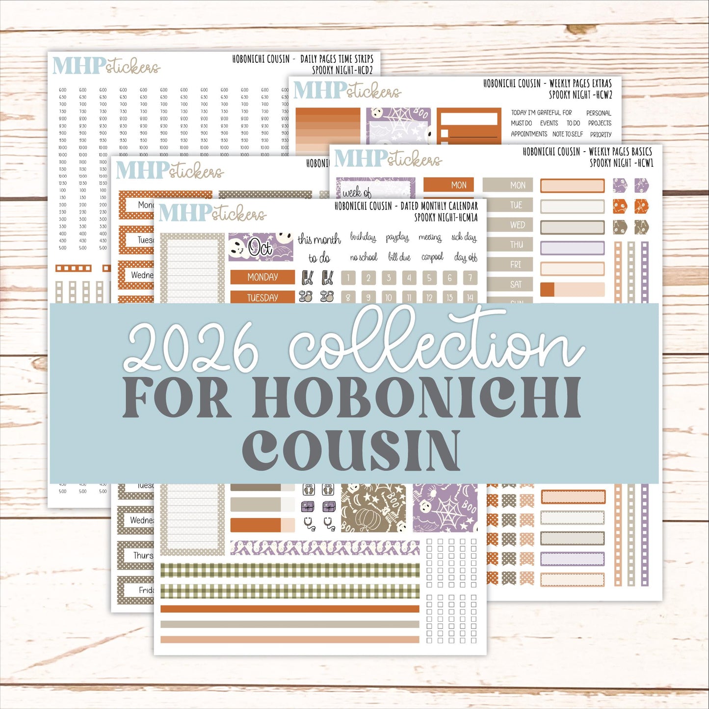 OCTOBER 2026 Stickers for Hobonichi Cousin. A5 Planners Spooky Night" || HC