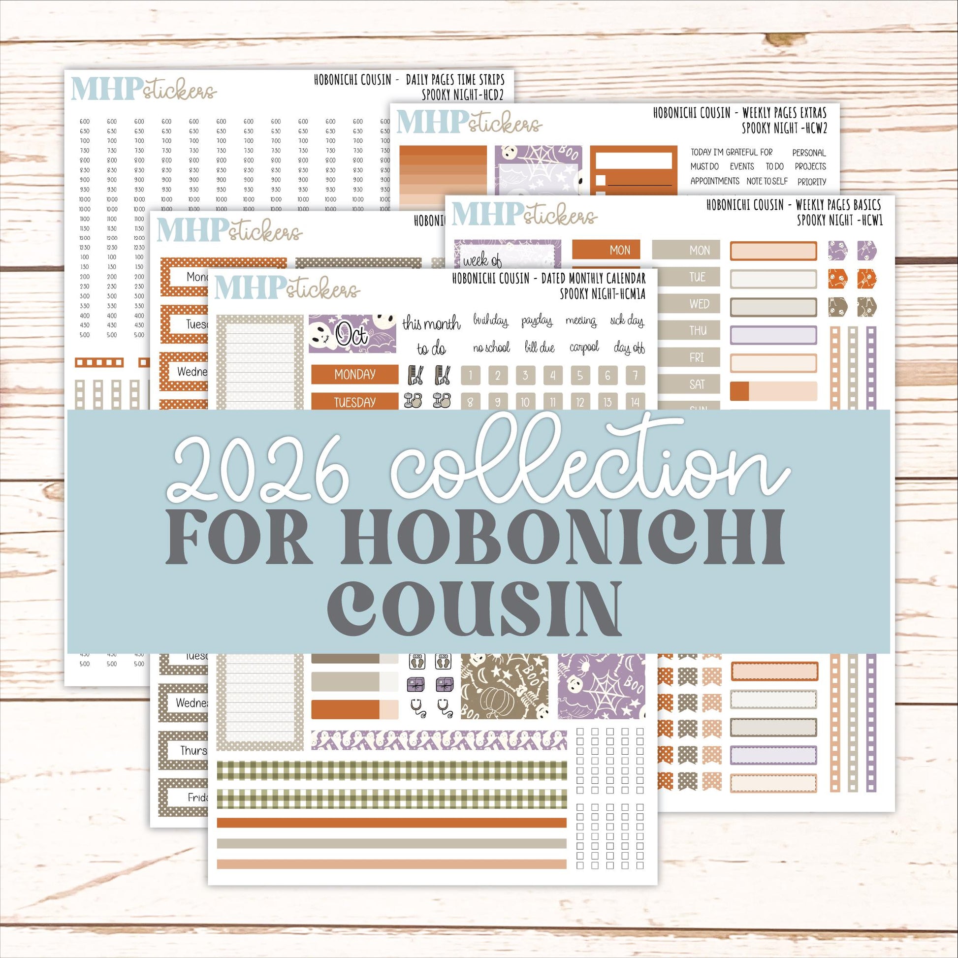OCTOBER 2026 Stickers for Hobonichi Cousin. A5 Planners Spooky Night" || HC