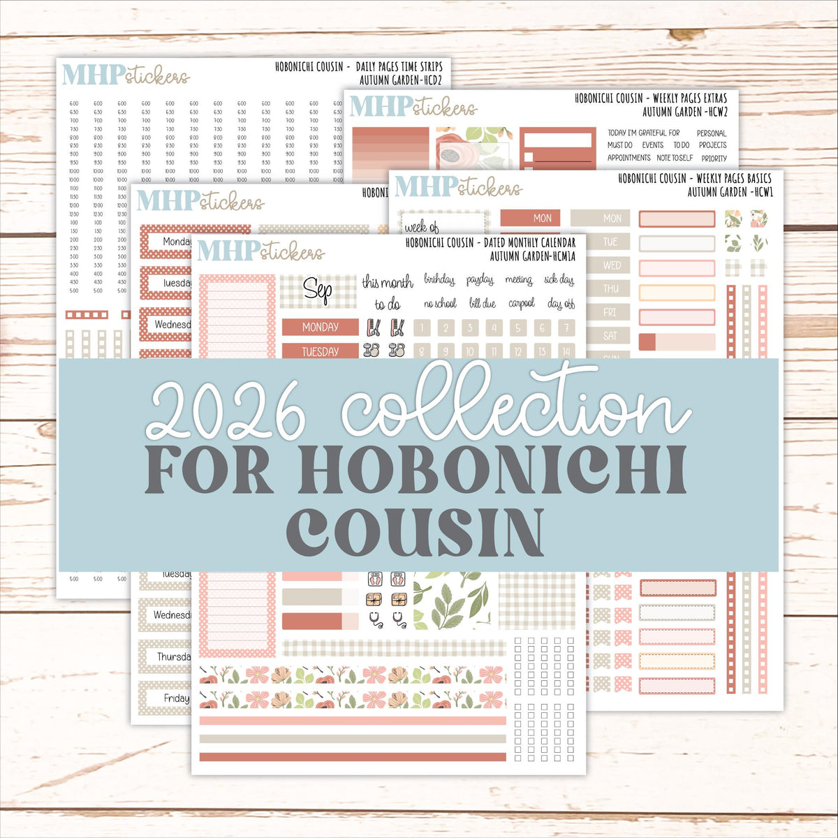 SEPTEMBER 2026 Stickers for Hobonichi Cousin. A5 Planners "Autumn Garden" || HC