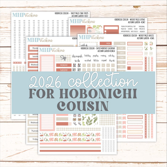SEPTEMBER 2026 Stickers for Hobonichi Cousin. A5 Planners "Autumn Garden" || HC