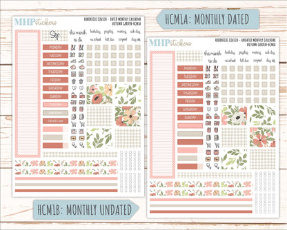 SEPTEMBER 2026 Stickers for Hobonichi Cousin. A5 Planners "Autumn Garden" || HC