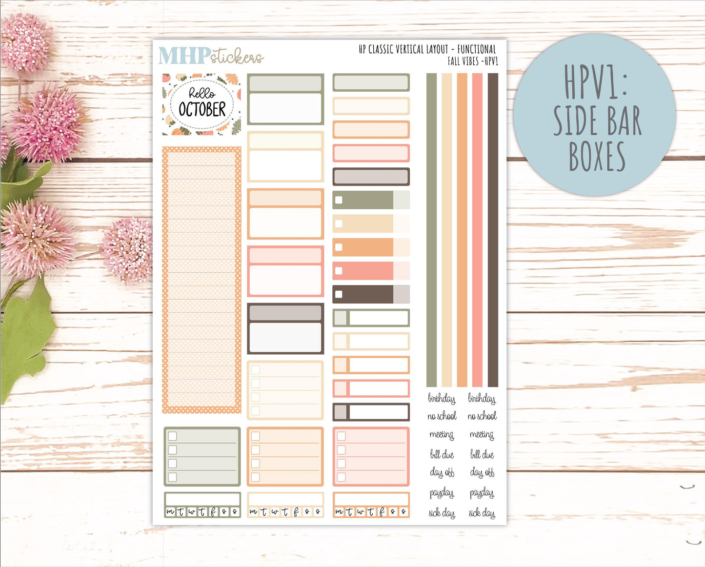 OCTOBER Stickers for Happy Planner Classic Vertical Layout. 2026 Collection. "Fall Vibes" || HPV