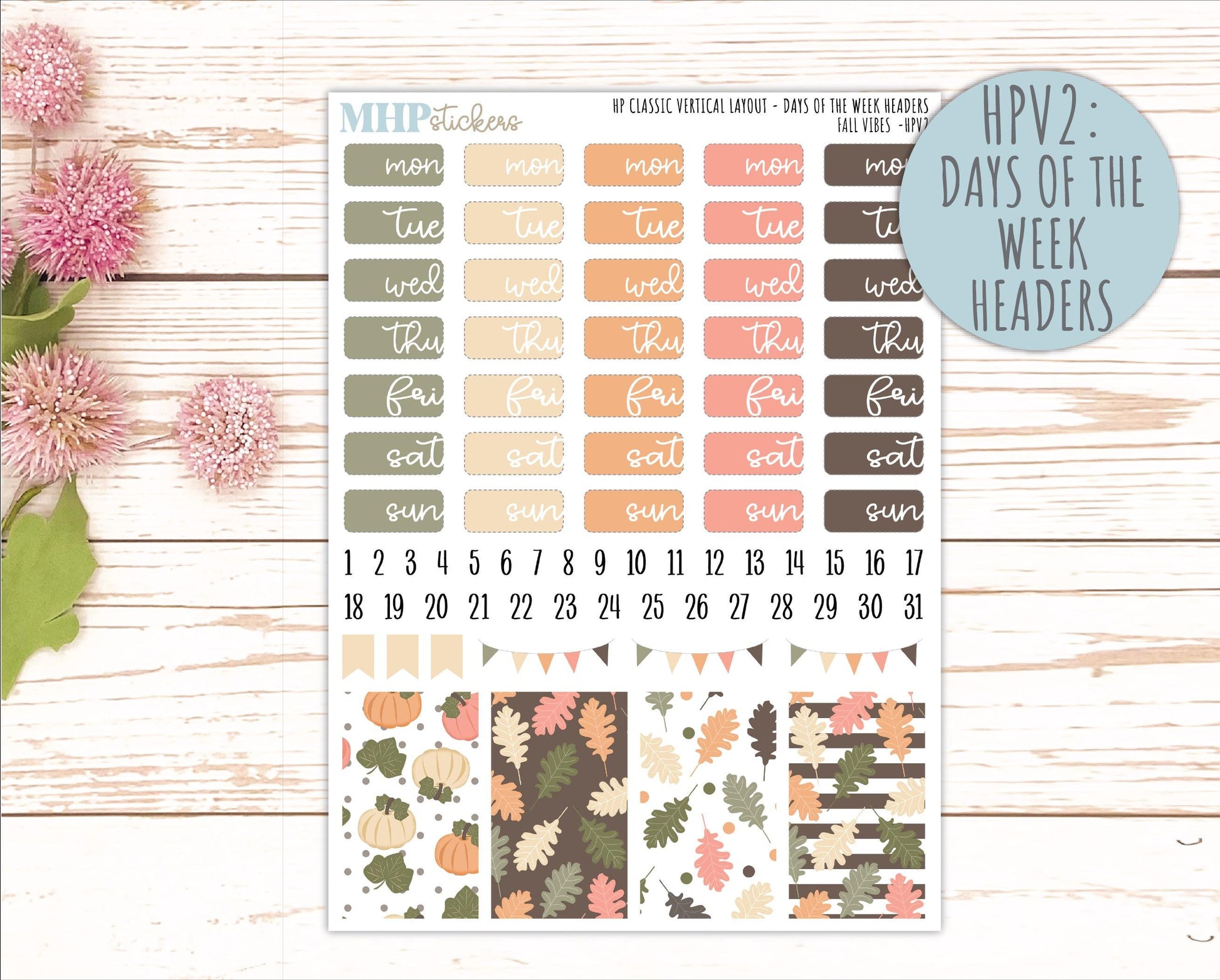 OCTOBER Stickers for Happy Planner Classic Vertical Layout. 2026 Collection. "Fall Vibes" || HPV
